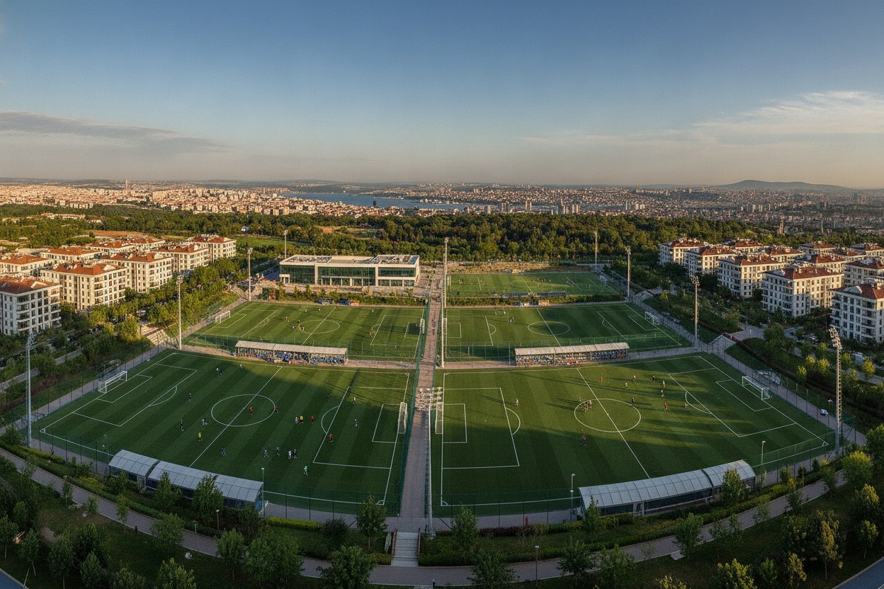 SAHADA Futbol Akademi antrenman sahası panoramik görünüm