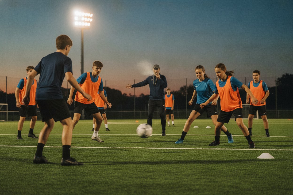 Futbol kampında antrenman anı